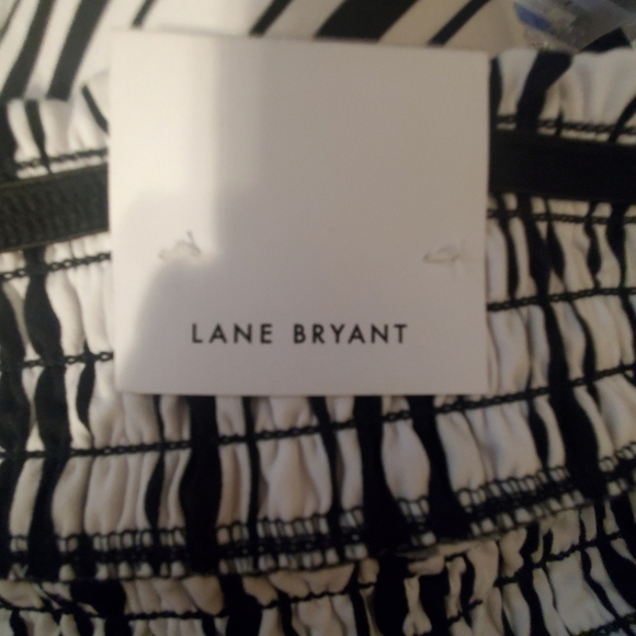 LANE BRYANT NWT WIDE LEGS PULL ON . SZ 18/20 BLACK WHITE STRIPES. CROP - Picture 9 of 11